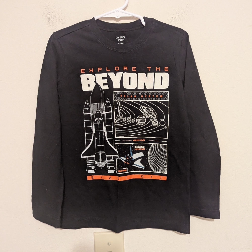 Carter's Black Space Themed Long Sleeve Shirt Size 5
